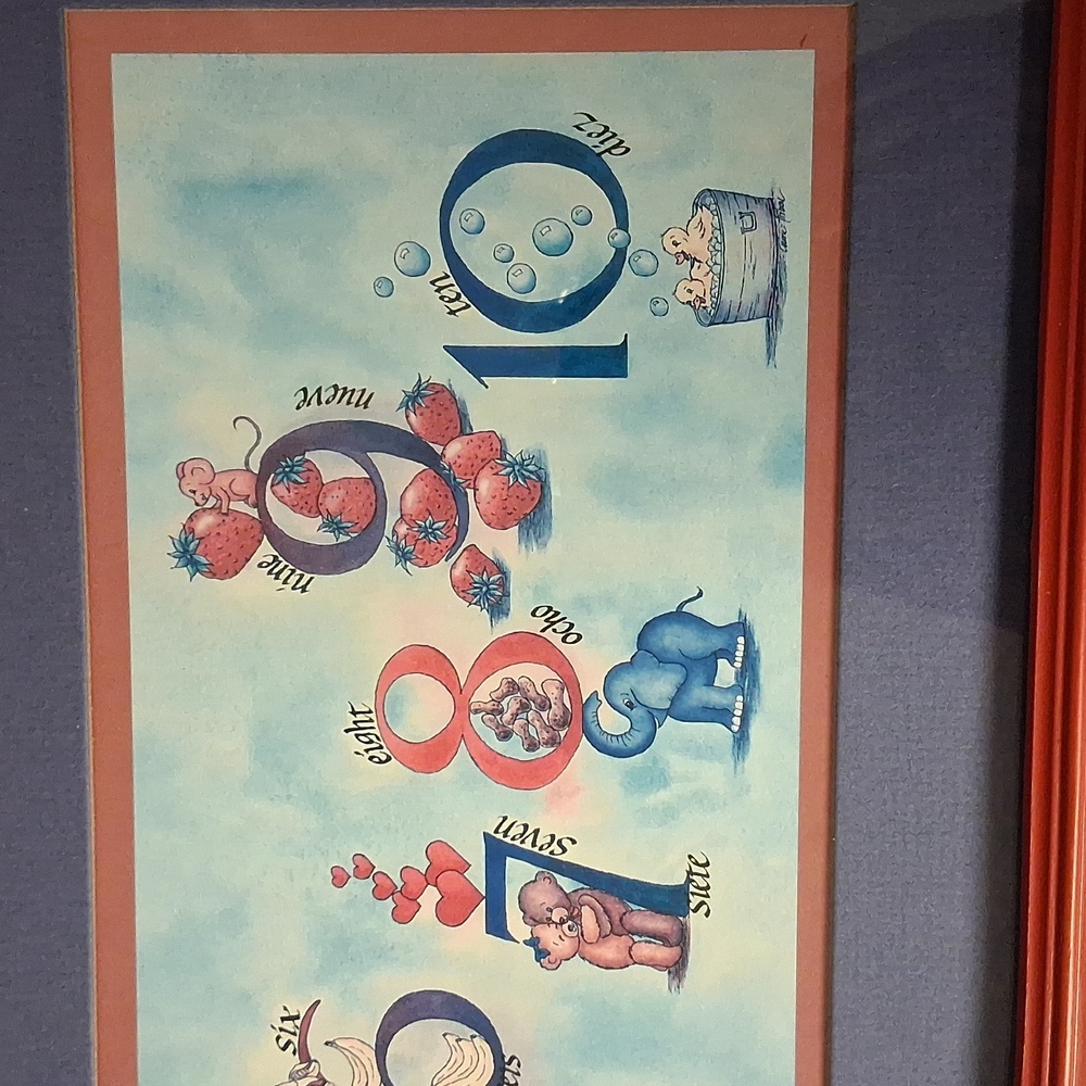 Colorful Number Print with Red Frame - Picture 3 of 3